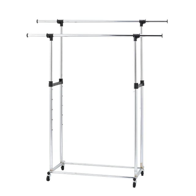 OEM eBay Organizer factory manufacturer Home housewares storage double metal hanging clothes display racks with extendable bar