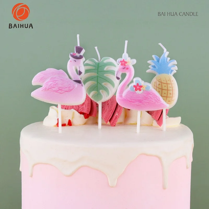 New Popular  3D Design Flamingo Theme  Pineapple Maple Leaf Shape Party Cake Candles For  Different Theme Party