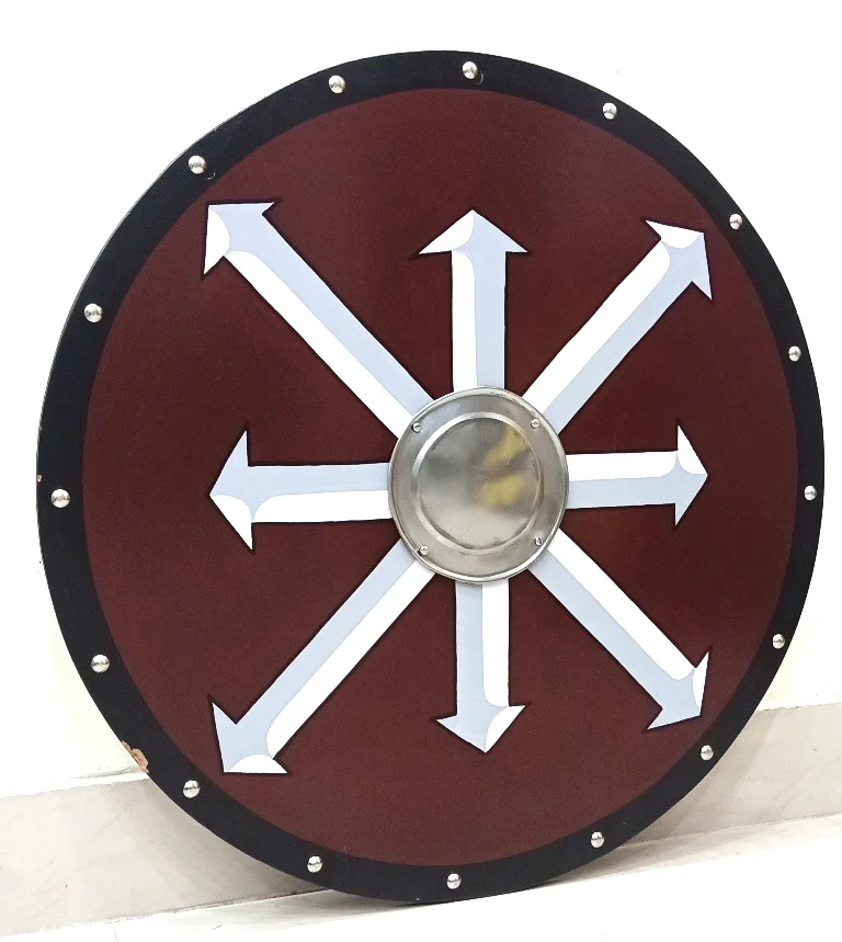 White Red Armor Shield  Captain Round Shield Leather Grip Wall Decor Shield