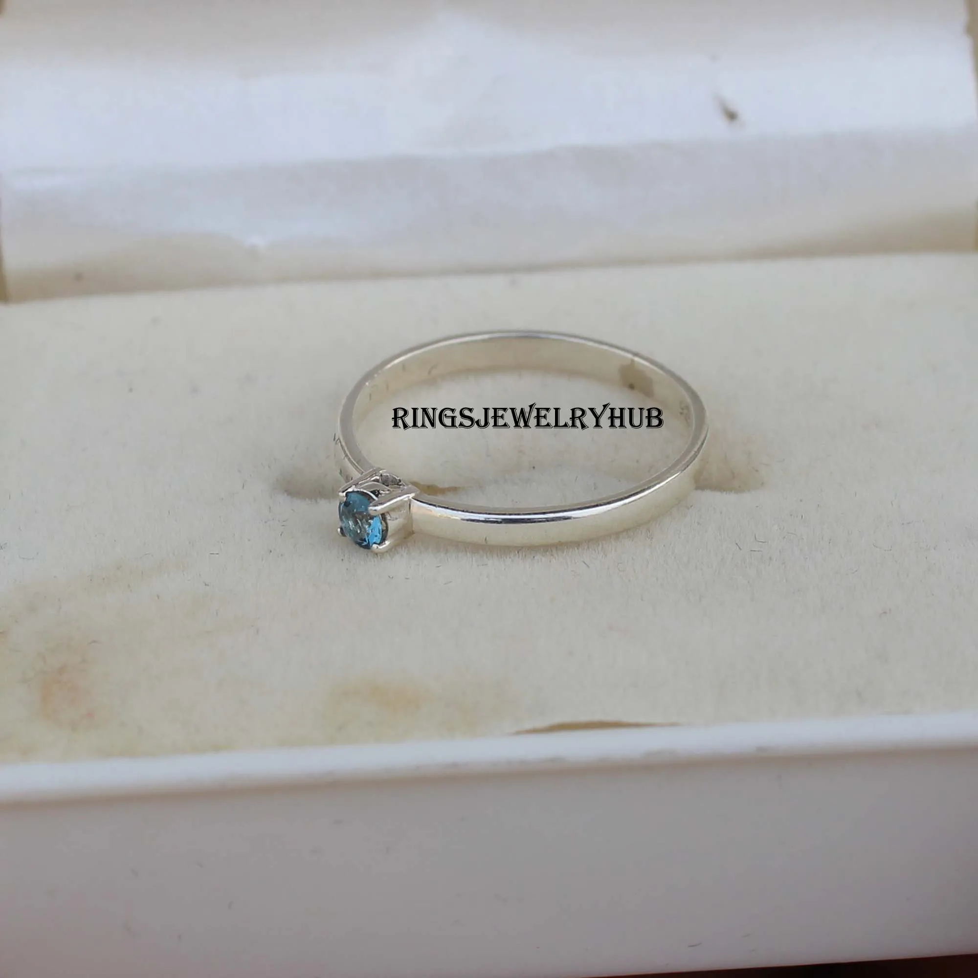 
Natural London Blue Topaz Ring Handmade jewelry Round Cut Ring Best Quality Silver Ring 