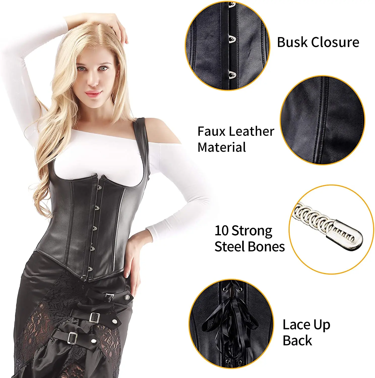 Steel Plate Sexy Waist Trainer Vintage Underbust Waist Training Corset Womens Waist Shaper Corset