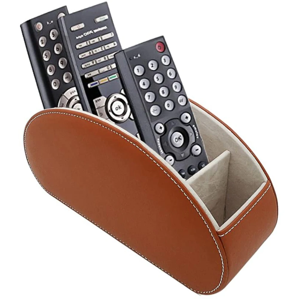 Fashion Remote Control Holder Organizer Table Desk Leather Control Storage TV Remote Control Organizer