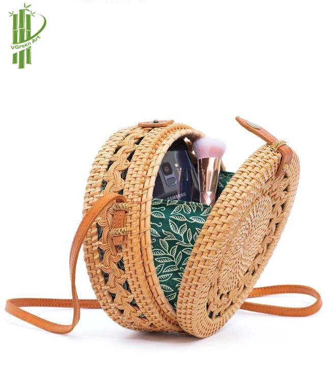 Hot Product 2021Fashionable Hand-woven Rattan Bag Vintage Woven Straw Rattan Bag Handbag from Vietnam Best Supplier