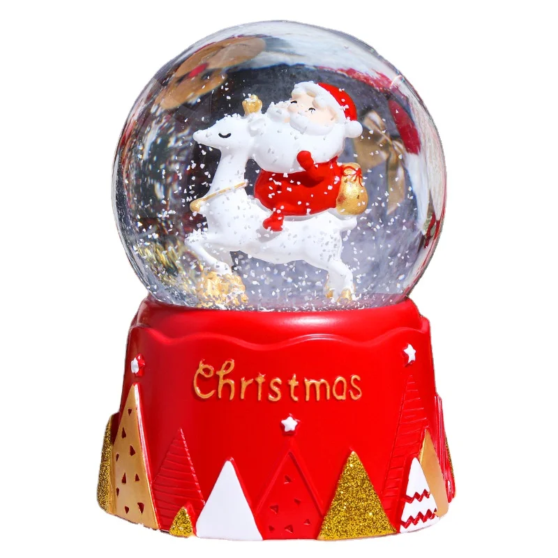Прямая поставка, Музыкальная шкатулка с хрустальным шариком Санта Клауса, Классический Рождественский сувенир для детей, семьи, друга, снеговика, хрустальный шар в подарок