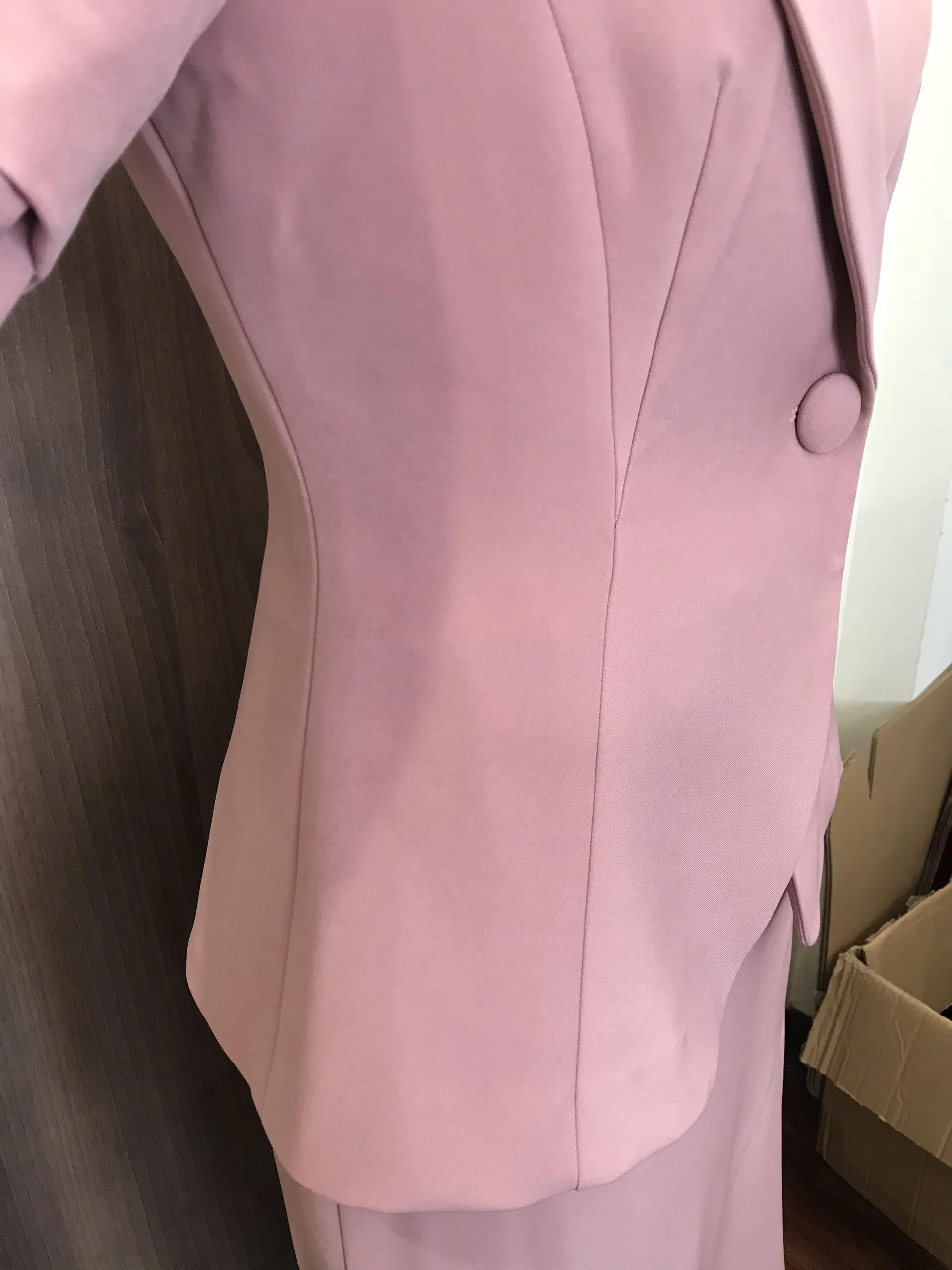 Pink women set blazer pants long sleeve button pink femine bodycone dress formal style office ladies women sets