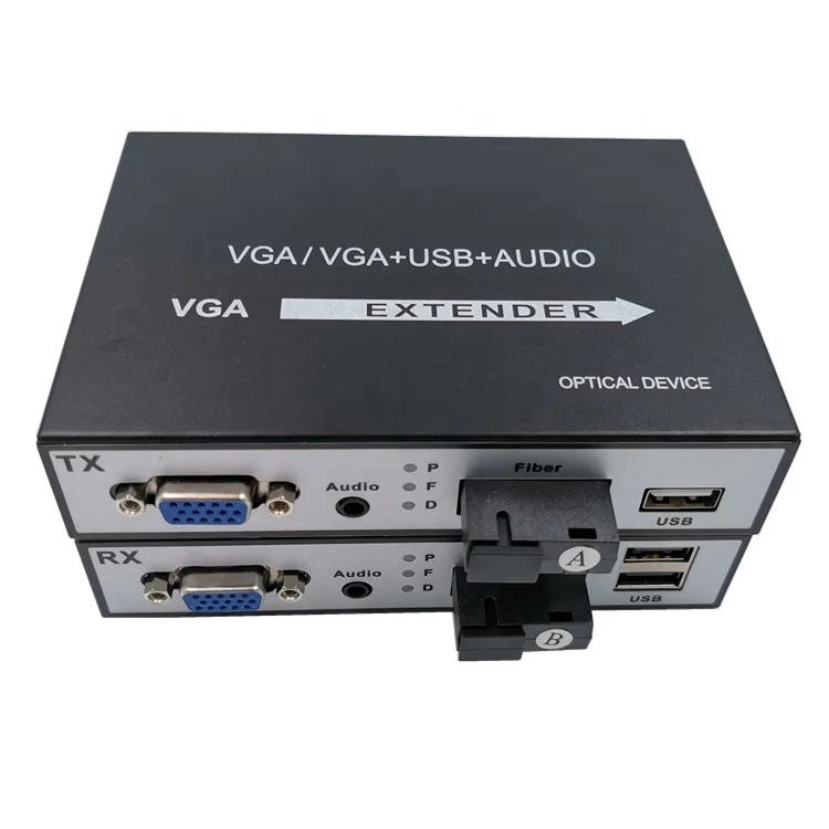 HD 20KM vga fiber optic extender media converter Optical terminal 1080P SC FC fiber to vga with USB KVM