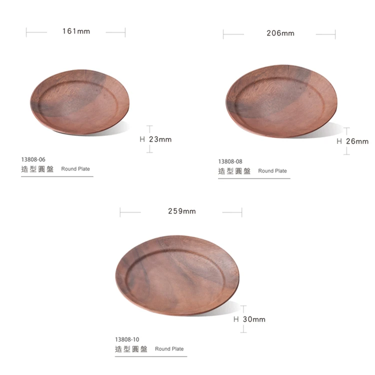 8 Inch Round Melamine Wood Platos Dishes Dinner Plates Sets Dinnerware Plastic Charger Plates
