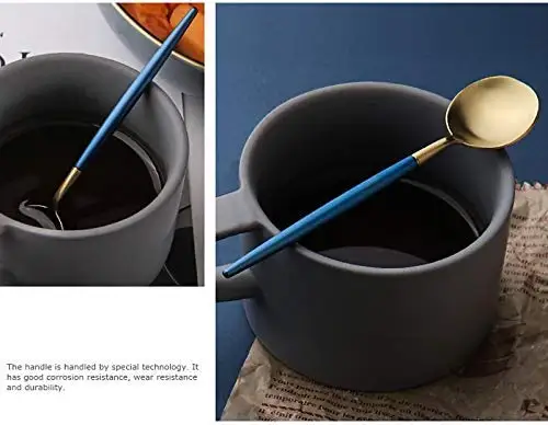 Blue  Color brass spoons Cutlery set design With Box Royal Antique Design for dining Table Home and Restaurant