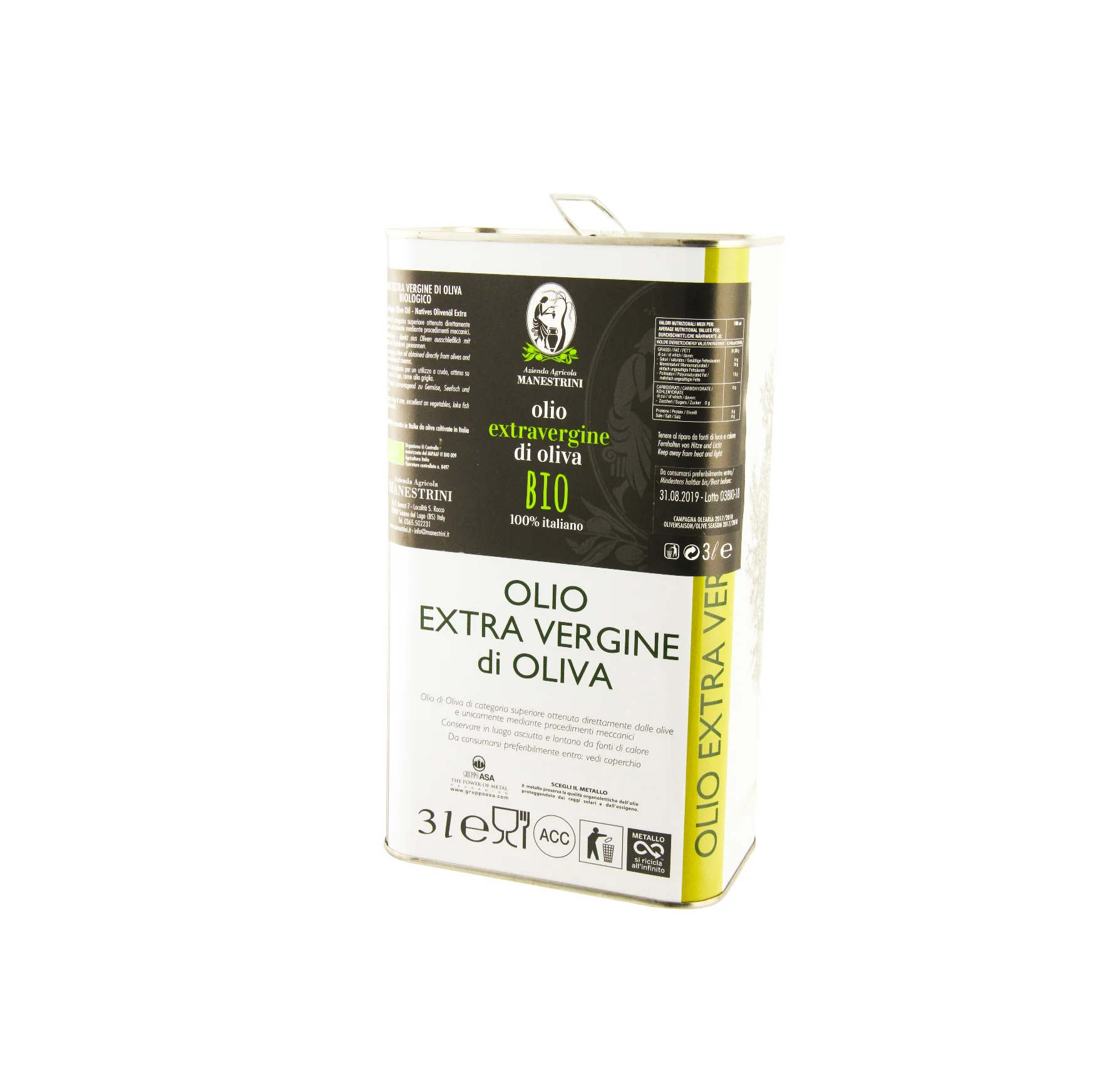 Top Quality Extra Virgin Biological Olive Oil 100% Italian Organic Oil 3L