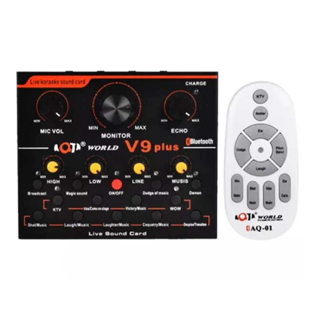 V9-PLUS с дистанционным управлением Bluetooth Звуковая карта прямые трансляции устройство для мобильного телефона, компьютера, емкостный микрофон в наличии