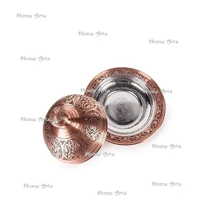 Premium Quality Copper Hammered Butter Dish Embossed Design Round Customized Size Copper Butter Dish and Plate