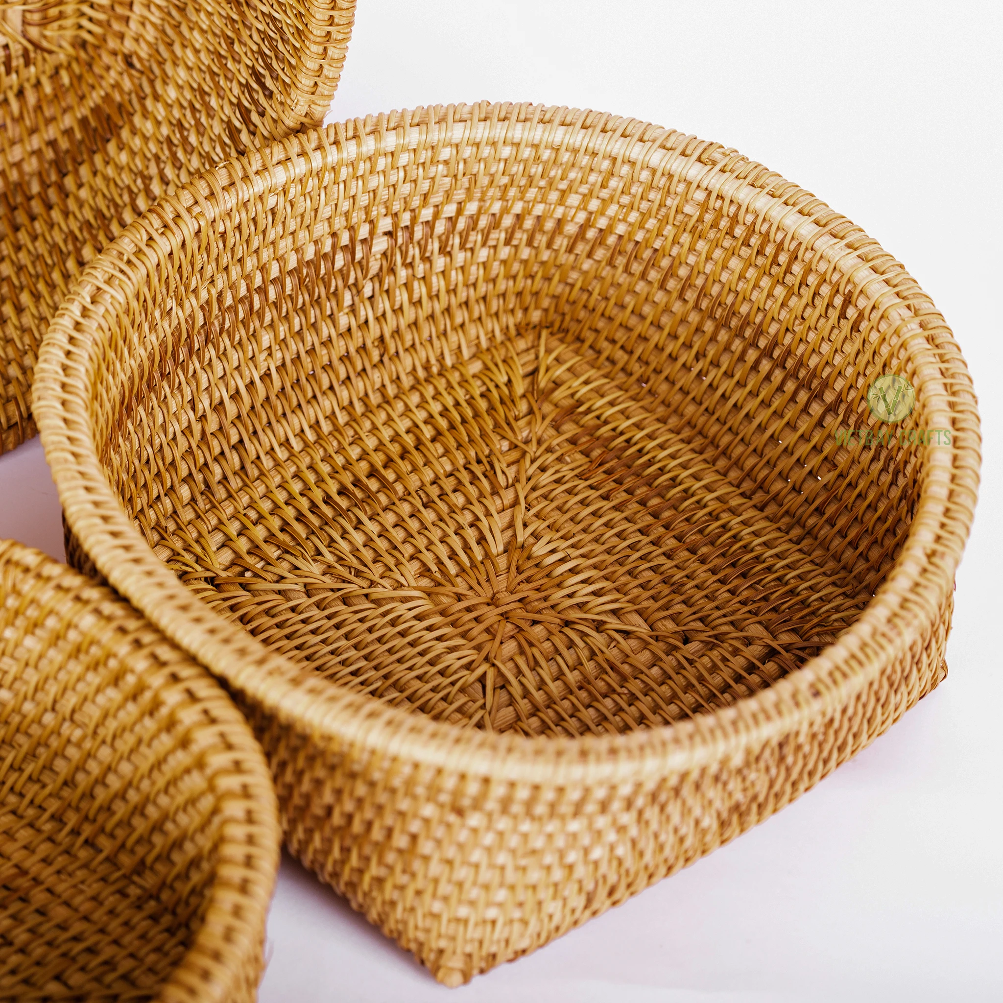 Hot Sale 2021 Rattan Storage Basket Recycle Rattan Storage Baskets Eco-friendly Useful Tool in Kitchen Made in Vietnam