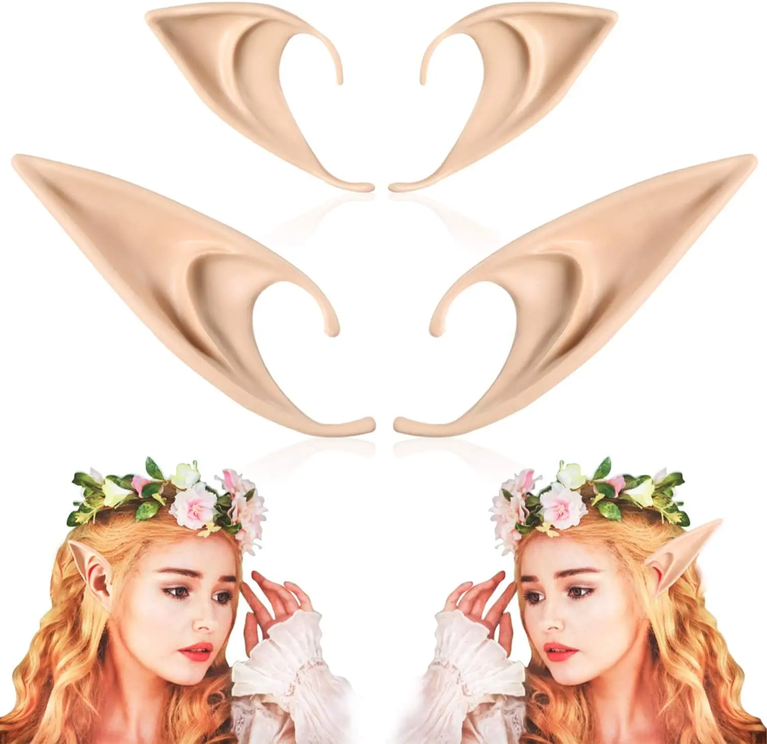 Medium and Long Style Cosplay Fairy Pixie Elf Ears Halloween Elves Vampire Fairy Ears for Cosplay Props
