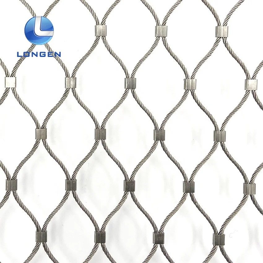 Ferruled Type Flexible Stainless Steel Wire Rope Bird Aviary Mesh Fencing Panels For Zoo Netting