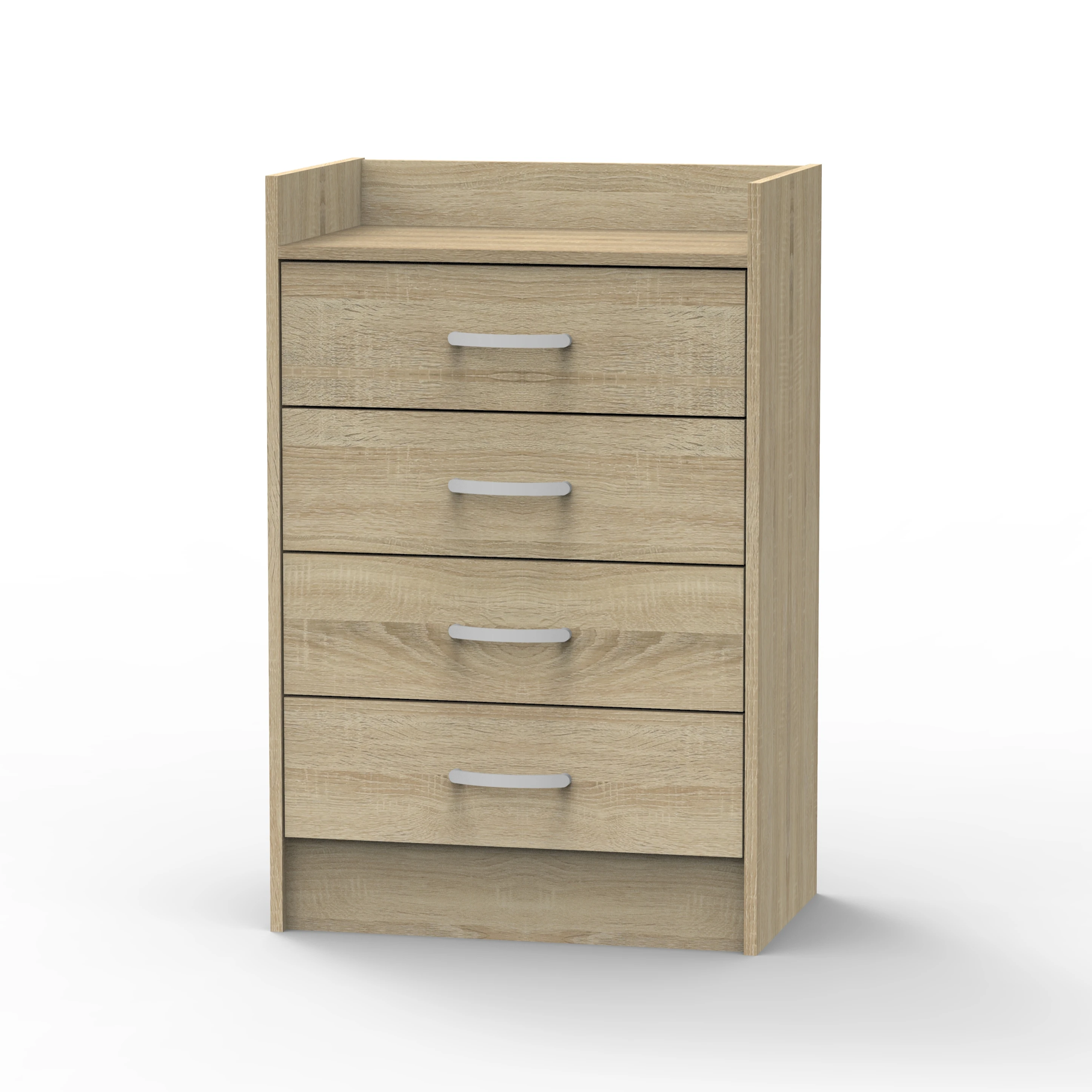 Modern 4 Drawer Open Shelves On Top Storage Rack Shelf Wood Bookshelf Bedroom Cabinet Made in Malaysia 1402