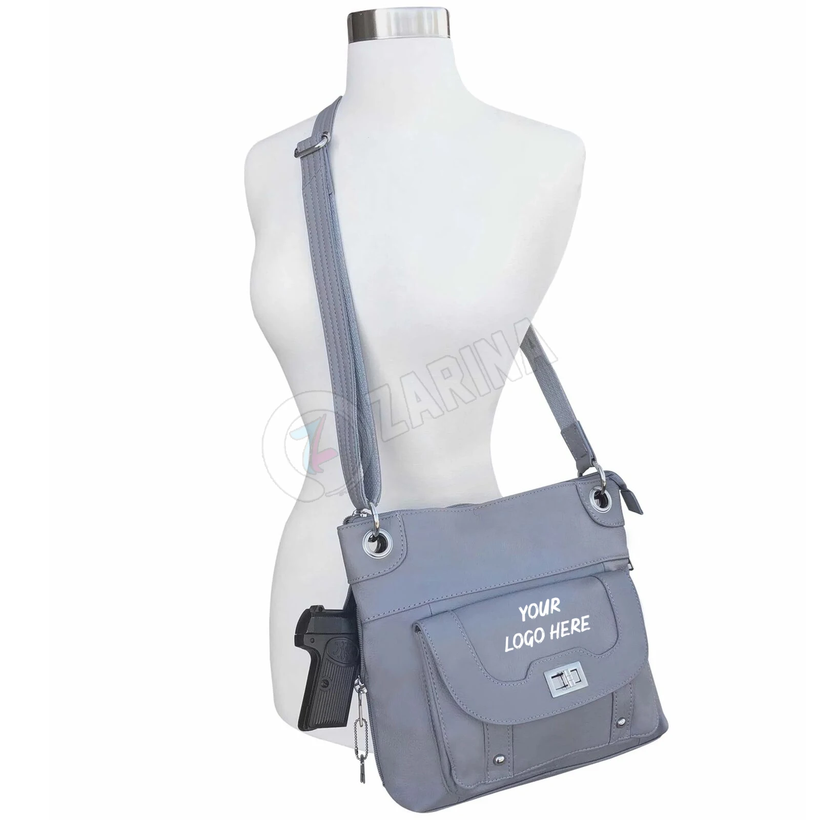 Womens Conceal Carry Gun Crossbody Bag Genuine Leather Purse Square Handbag women messenger bags