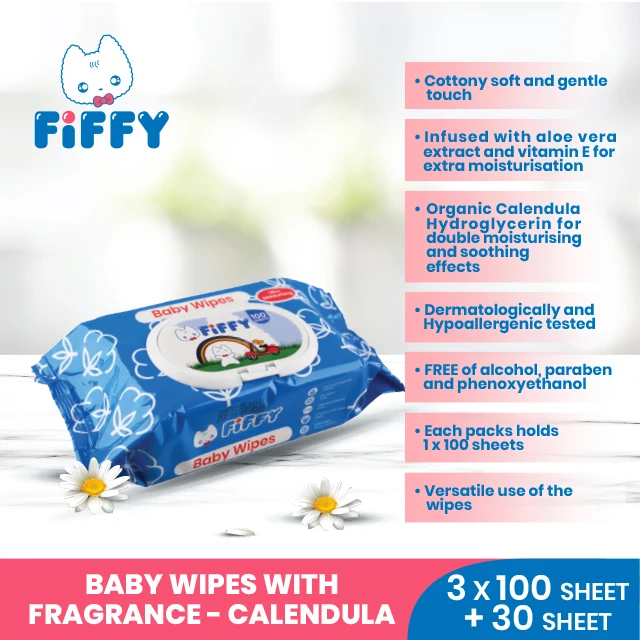 
FIFFY Baby Wet Tissues with Calendula Extract Baby Soft Wet Tissue 