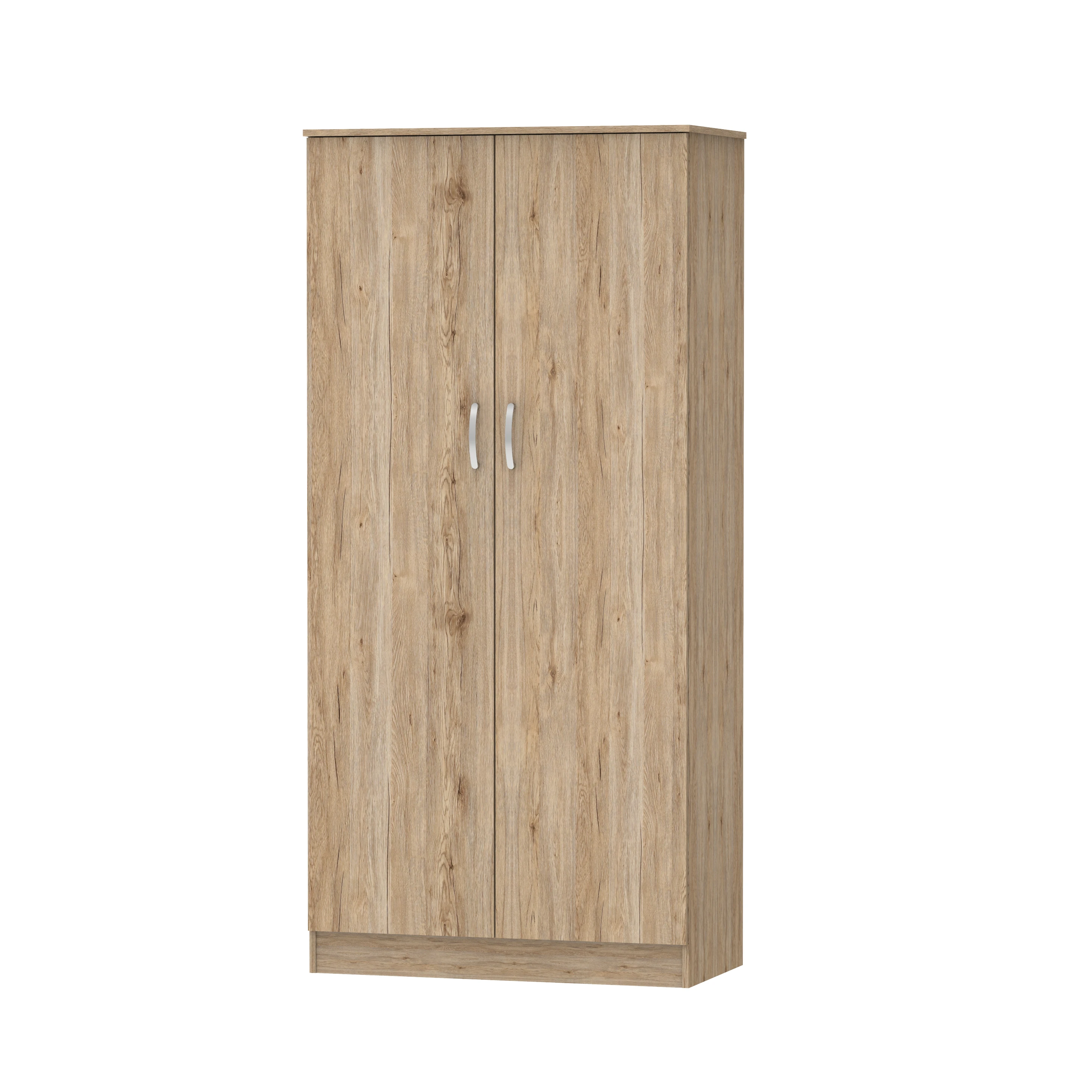 2 Shelves Wood Clothes 2 Door Wardrobe Bedroom Furniture Set Cabinet Customized OEM Made in Malaysia 1291