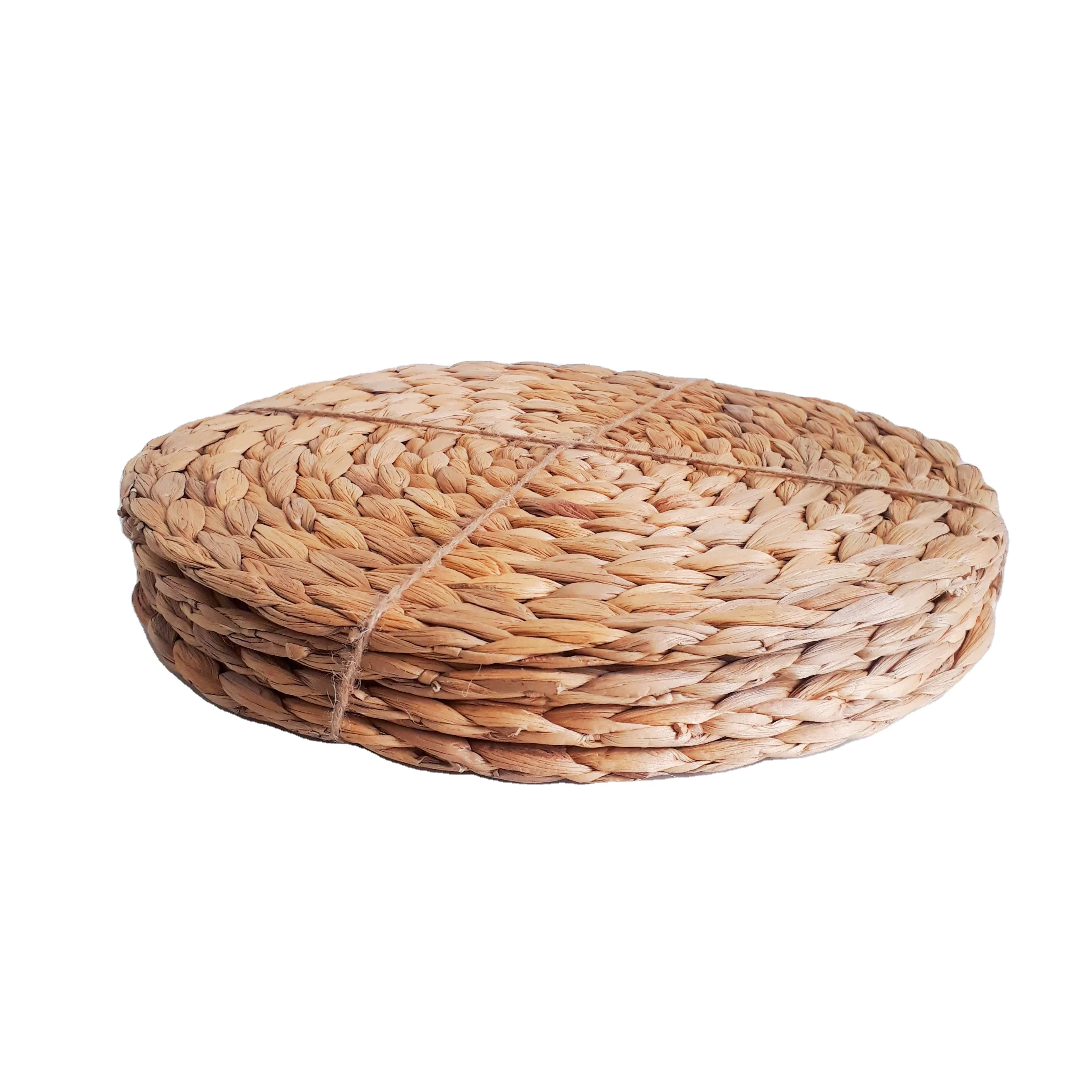 VINAWOCO Braided Round Placemat Wedding Party Water Hyacinth Handwoven Tablewares Restaurant Dinner Woven Placemats for Sale