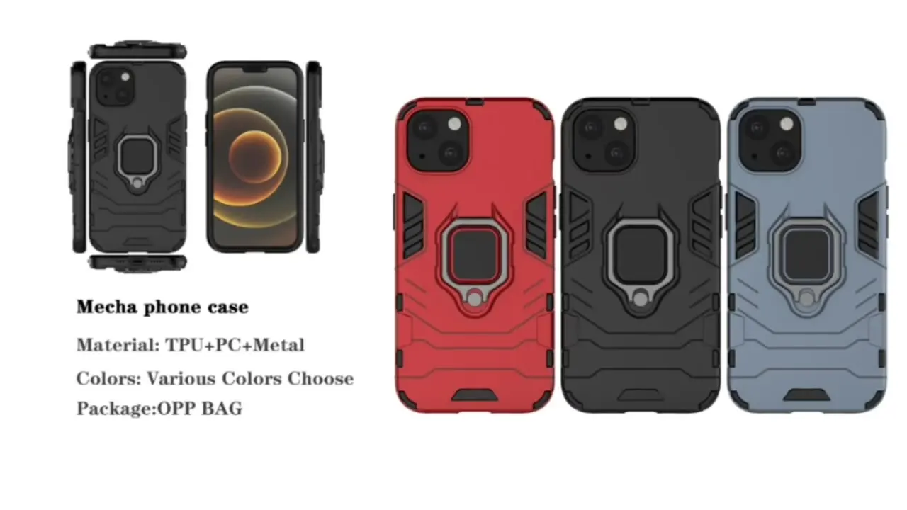 Unique Design Metal Ring Kickstand Dual Layer Shockproof Protection Mobile Phone Case For iPhone 13 12 11 Pro Max  cellphone cas