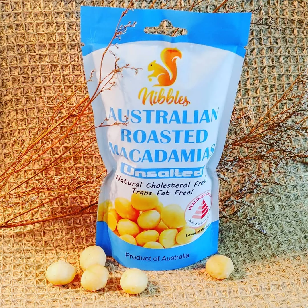 60g Common Dried Nibbles Premium Australian Roasted Unsalted Macadamia Nut In Standup Pouch