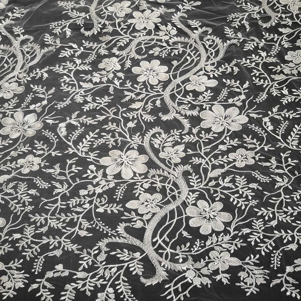 
Hot sale good price ivory sequins embroidery lace fabric for wedding party dress 
