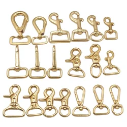 Solid brass fixed eye snap clip hook for handbag strap lanyard dog leash