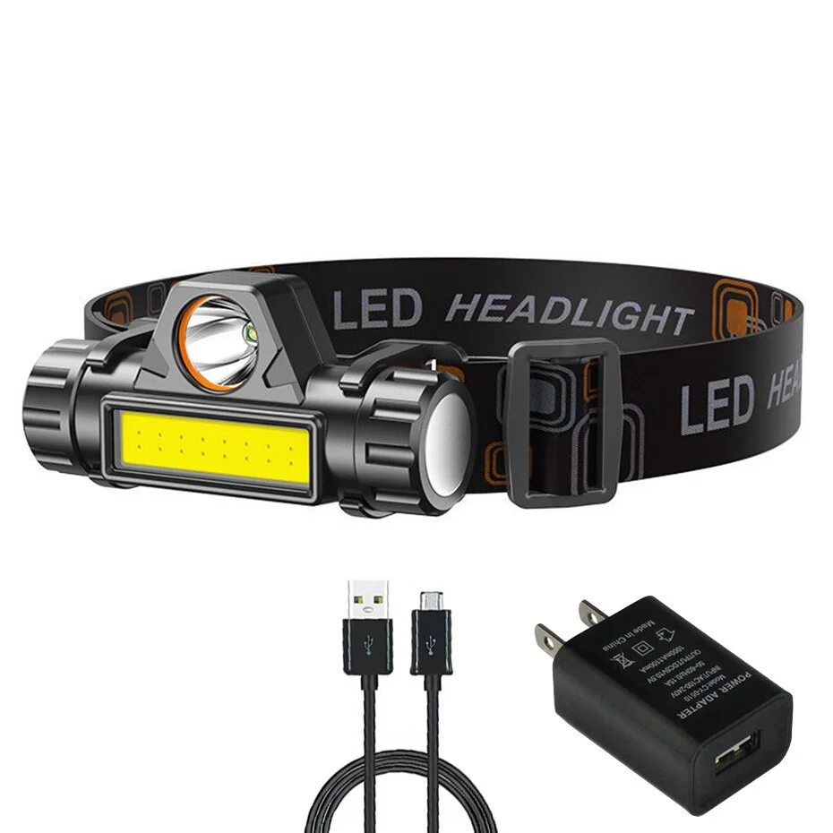 LED Headlamp Fishing Headlight Waterproof CREE-T6 2*18650batteries AC/USB Charging Hunting head lamp Camping light