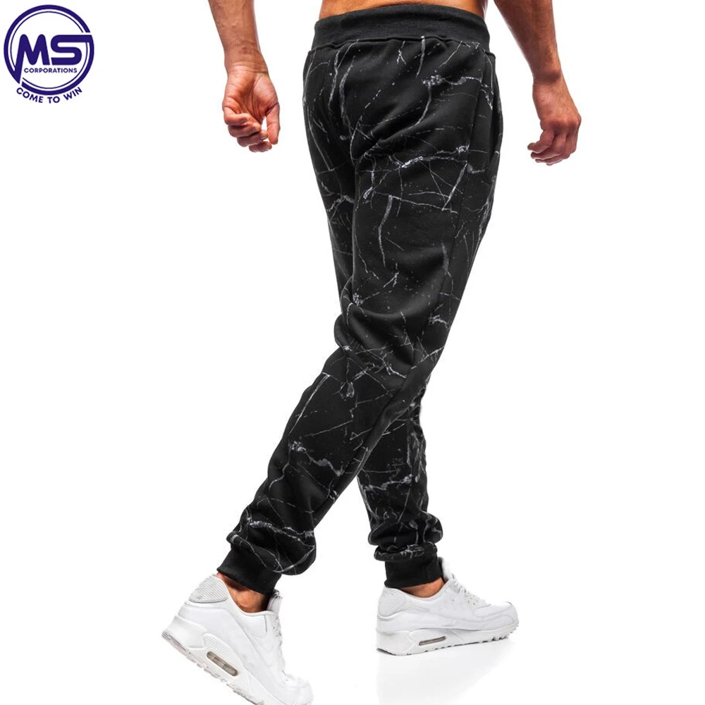 Fashion Men Solid Color Casual Trousers Men Elastic Waist Trousers