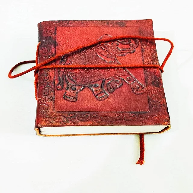 
Handicraft Handmade Multipurpose Leather Dairy Notebook with Elephant Print Smooth Khadi 