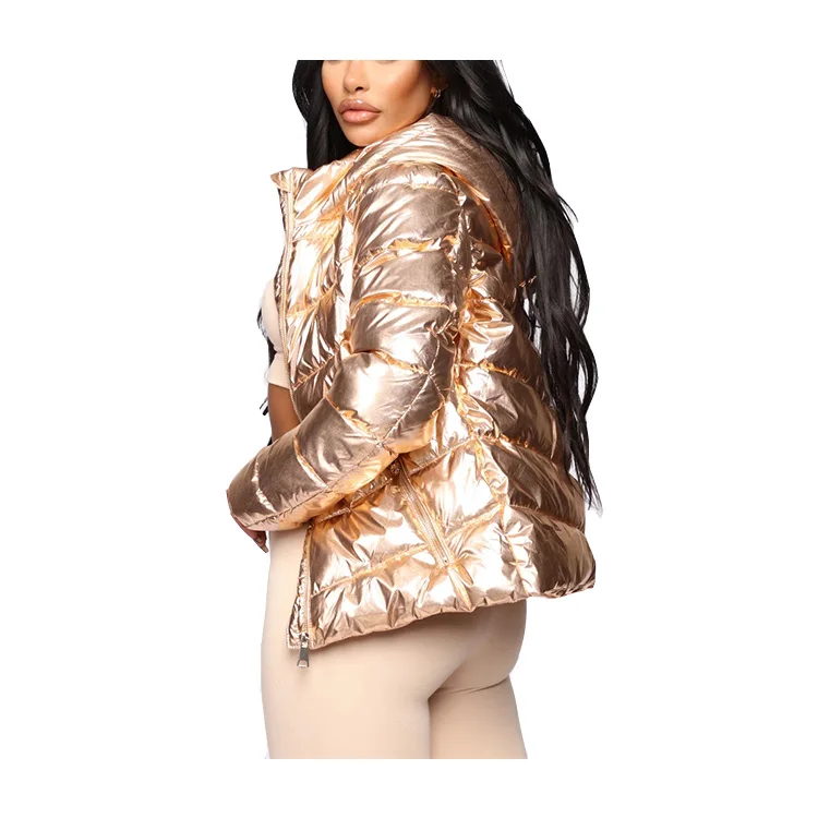 Оптовая продажа Женская модная зимняя пуховая блестящая куртка теплая пузырьковая куртка-бомбер