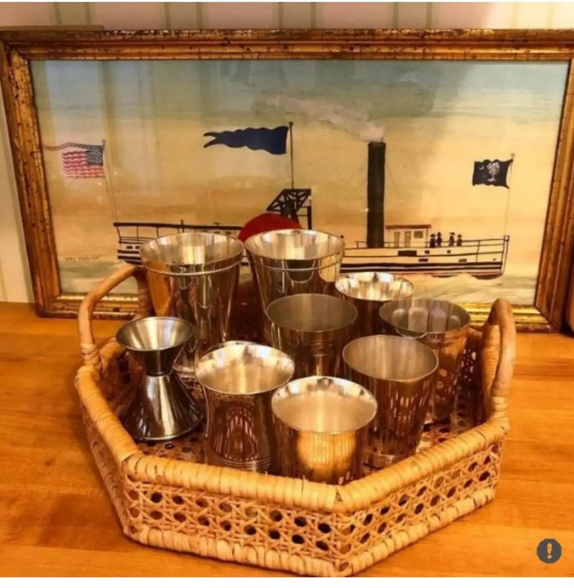 Polygon Rattan Serving Tray with Handles, Ottoman Tray for Living Room Wholesale Vietnam Supplier