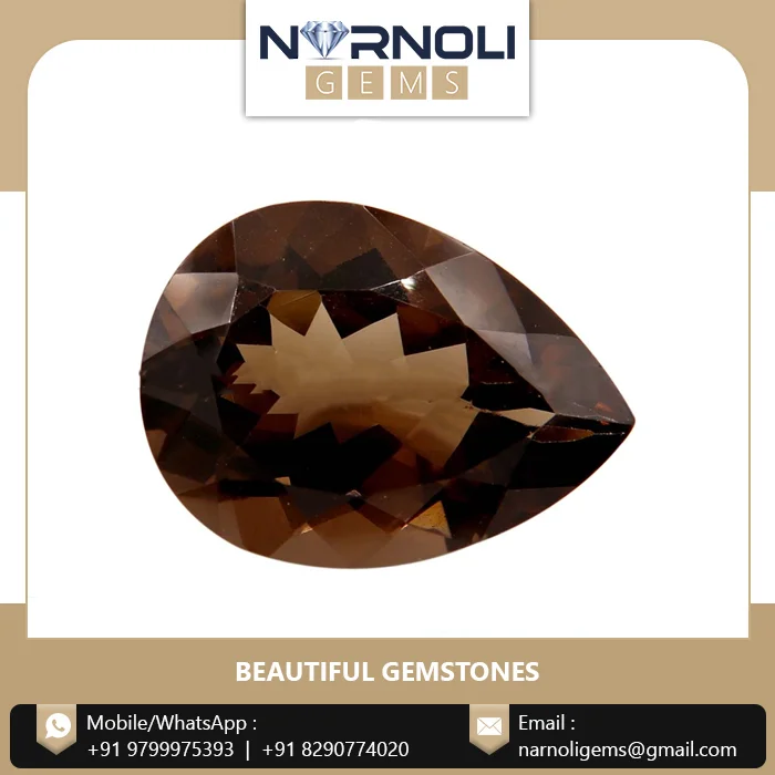 Factory Direct Sale Smoky Pear Shape Faceted Large Size Gemstone at Low Price