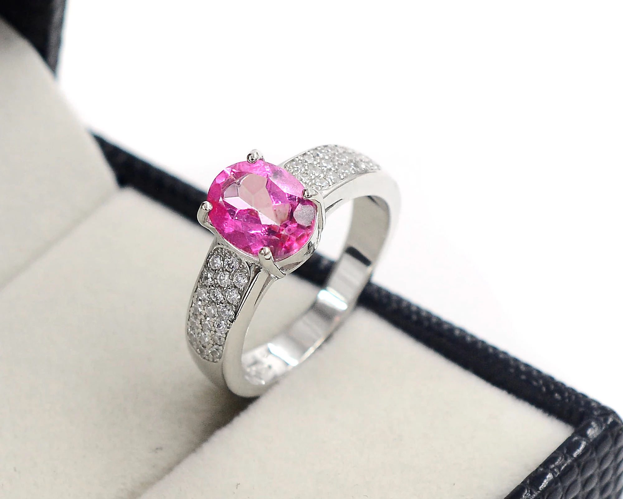 High Quality Pink Topaz 9x7 MM Natural Gemstone 925 Solid Silver For Women Designer Jewelry Ring By Direct Supply From Factory