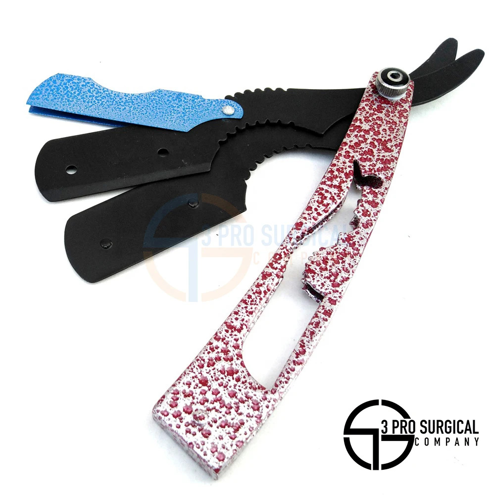 Premium Quality Disposable Safety Razor Single Blade for Barbers and Body Shaving-Red Black & Blue