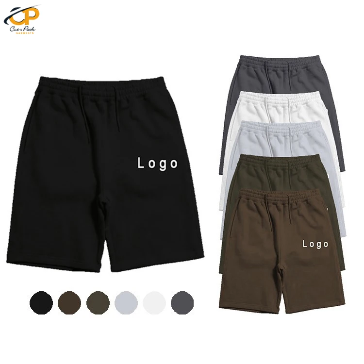 Men Custom Pants Cotton Wholesale Mens Drawstring Jogger Knitted Bulk Logo Short Grey fleece Sweat Shorts