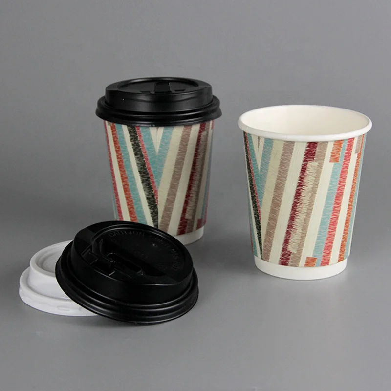 8oz 12oz 16oz 20oz Customized Design Paper Cups Disposable Printed Paper Double Wall Paper Coffee Cups With Lid