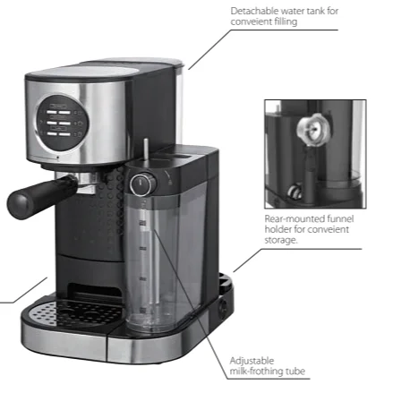 Espresso Latte Cappuccino 3 in 1 Automatic 15 Bars Espresso Coffee Machine with Italian Ulka Pump