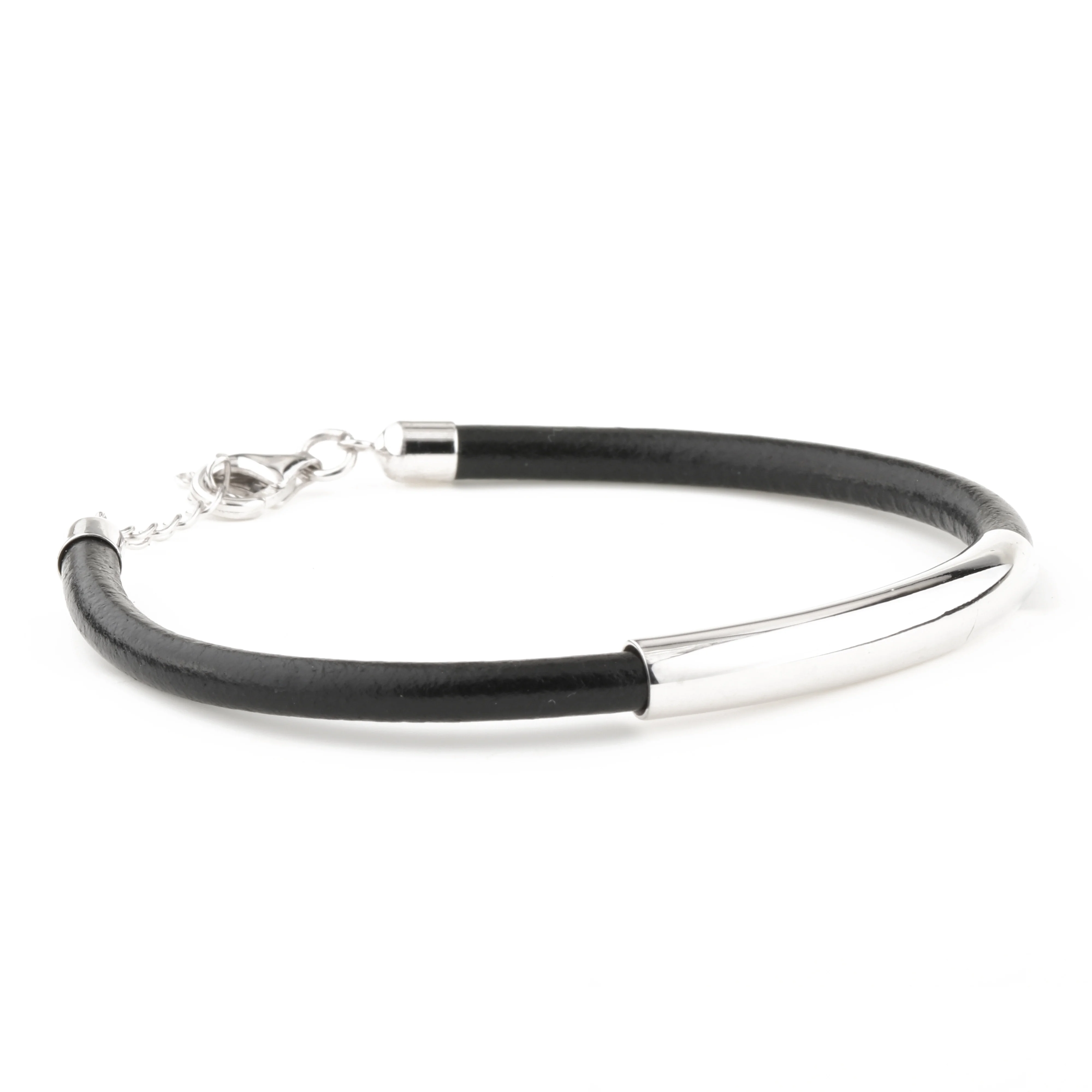 925 Sterling Silver Jewelry Bangle Leather Bracelet Men Gold Plated Jewelry Silver Bracelets for Men