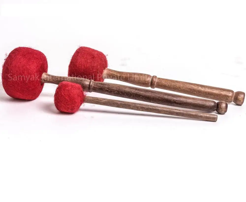 New Handmade Wind Gong Chau Gong Wood Ball Mallet Wool Red Color Felt Striker High Quality Wood Drum Sticks Mallets