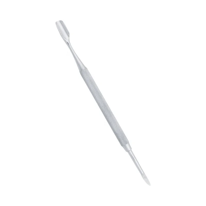 Factory Wholesale Nail Art Custom label stylish angled cuticle nail pusher Stainless Steel Cuticle Pusher Life Care Instruments