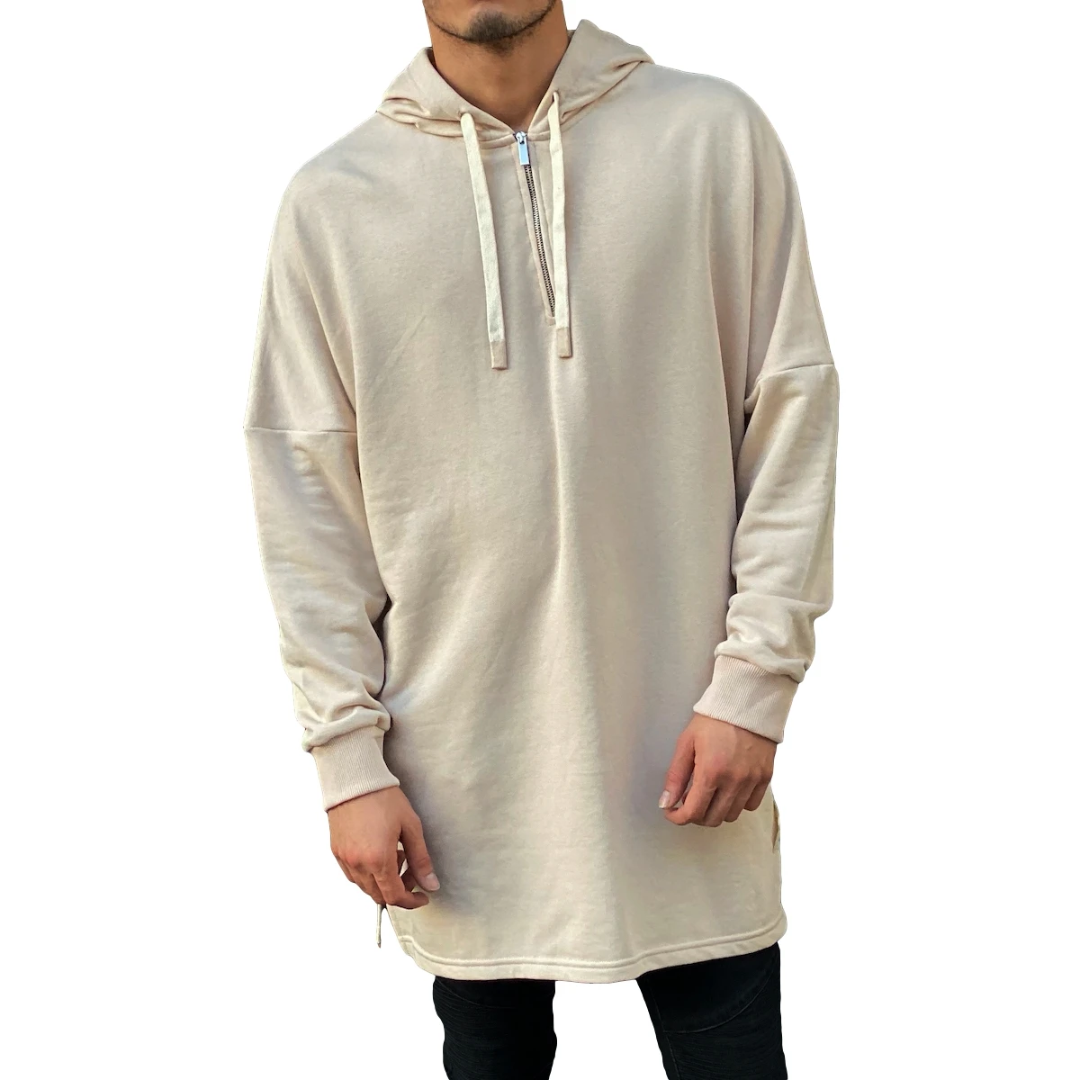 Oversize 30% Pol 70% Cotton 2023 Mens White Long Cut Basic Hoodie High Quality Turkish Fabric Wholesale OEM Product Customized