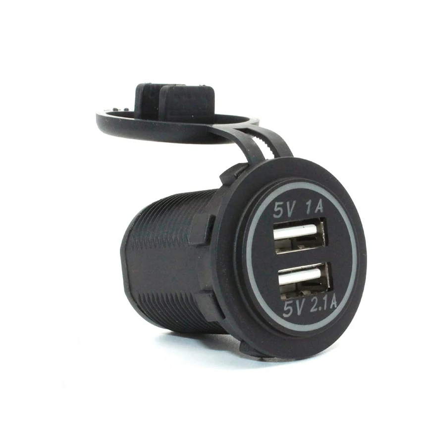 waterproof dc 12 volt power outlet 5v3.1a car charger with LED socket dual usb