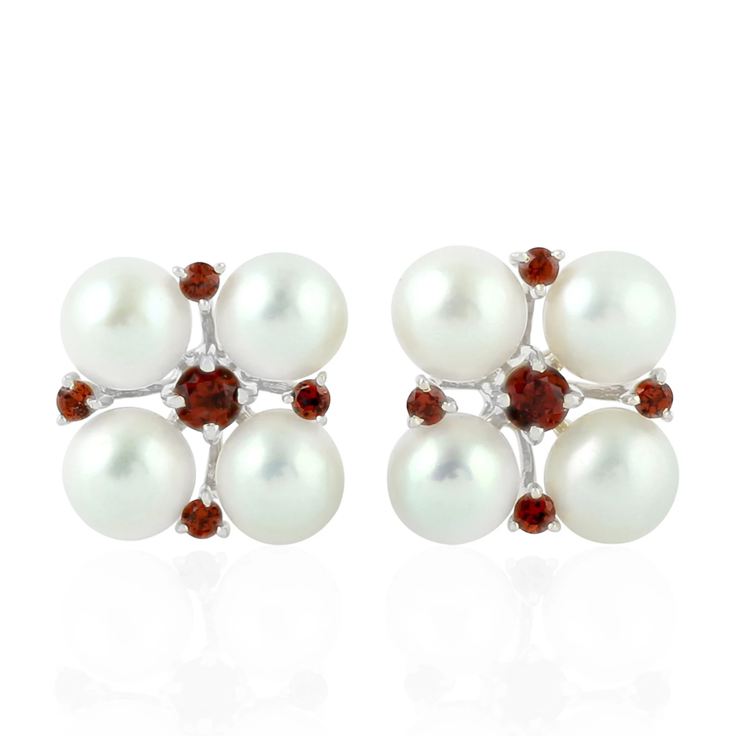 
Garnet Handmade Stud Earrings 14k Yellow Gold Pearl Jewelry Wholesaler 