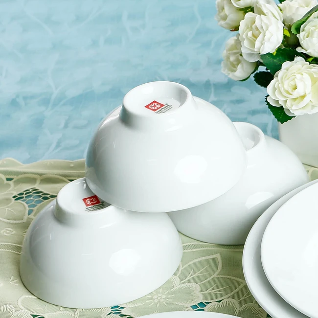 OEM White porcelain bowl set ,Porcelain rice bowls Durable porcelain white round rice bowl hot deal for high quality restaurants