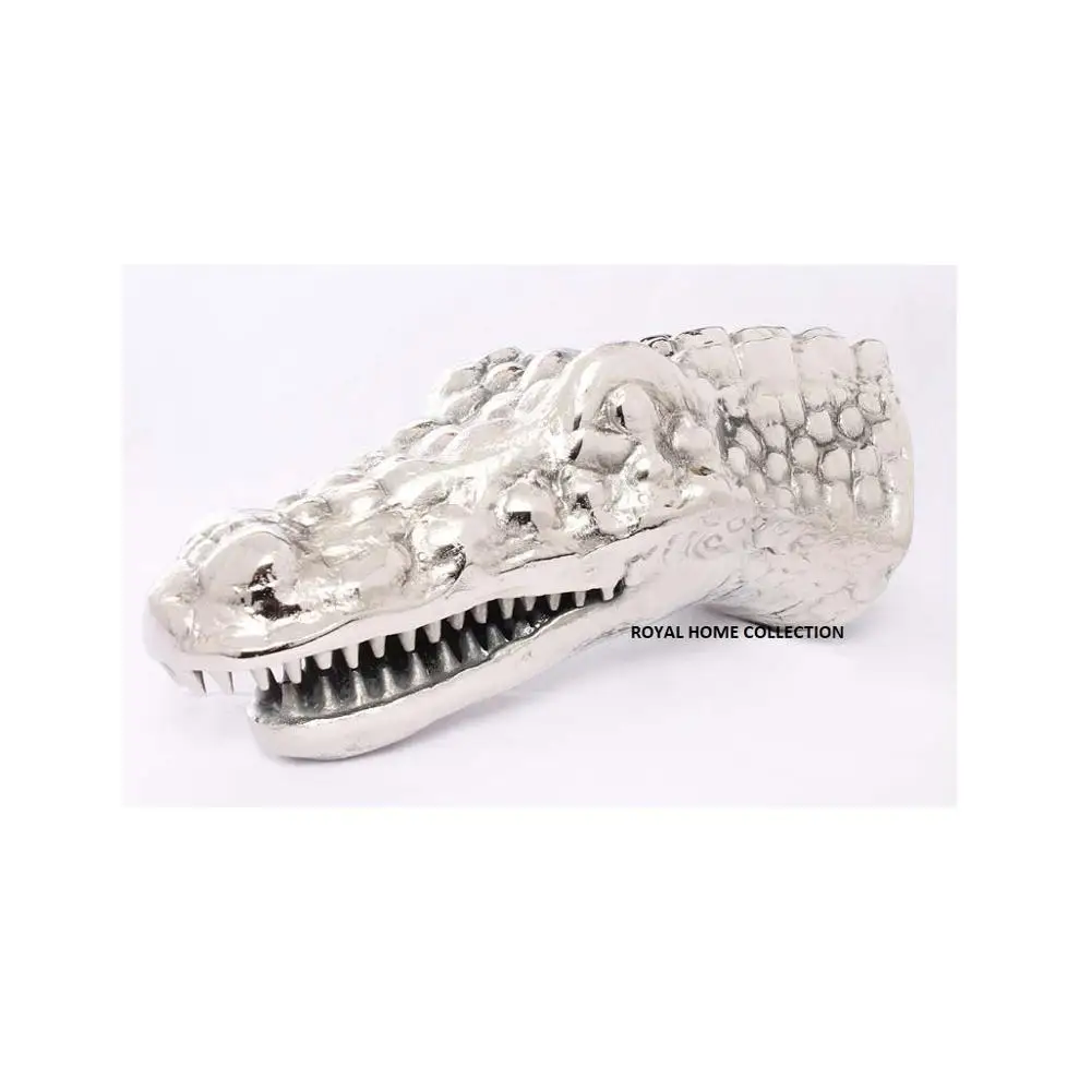 HOT SELLING DECORATIVE METAL CROCODILE STATUE ALUMINUM ALLIGATOR METAL SCULPTURE FOR DESK TOP HOME HOTEL
