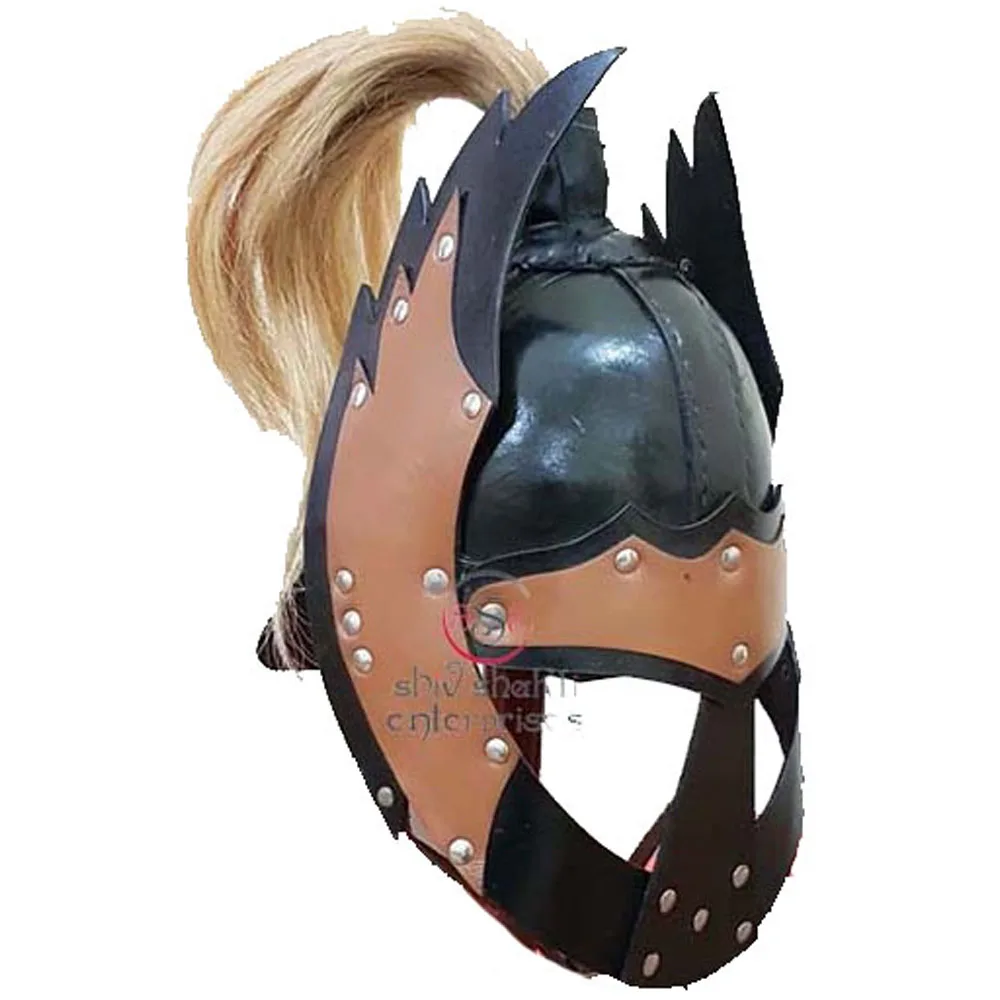 Medieval Knight Viking Armor Helmet Halloween Costume TV & Movie Shako agate Leather Helmet Theatre Cinema Viking Helmet