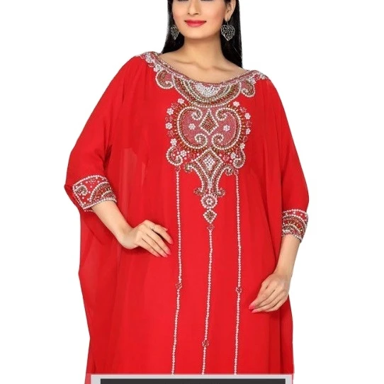 Decorative Red Color Embroidered Designer Kaftan Dress latest 2020 fashion pure fabric summer winter new collection indian pak