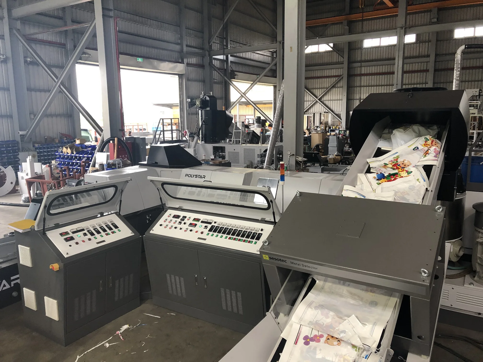 Тройная линия для переработки пленочного лома с принтом