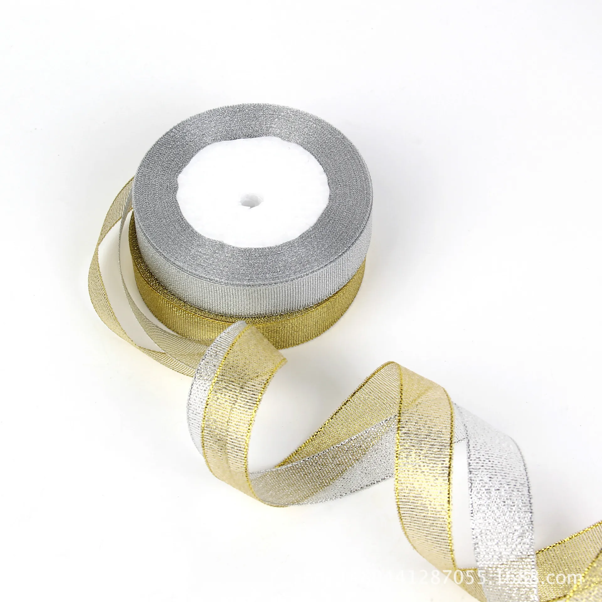 40mm 25Yards Gold Silver Pink Light Blue Red Black Glitter Metallic Ribbons for Christmas Wedding Birthday Party Gift Wrap